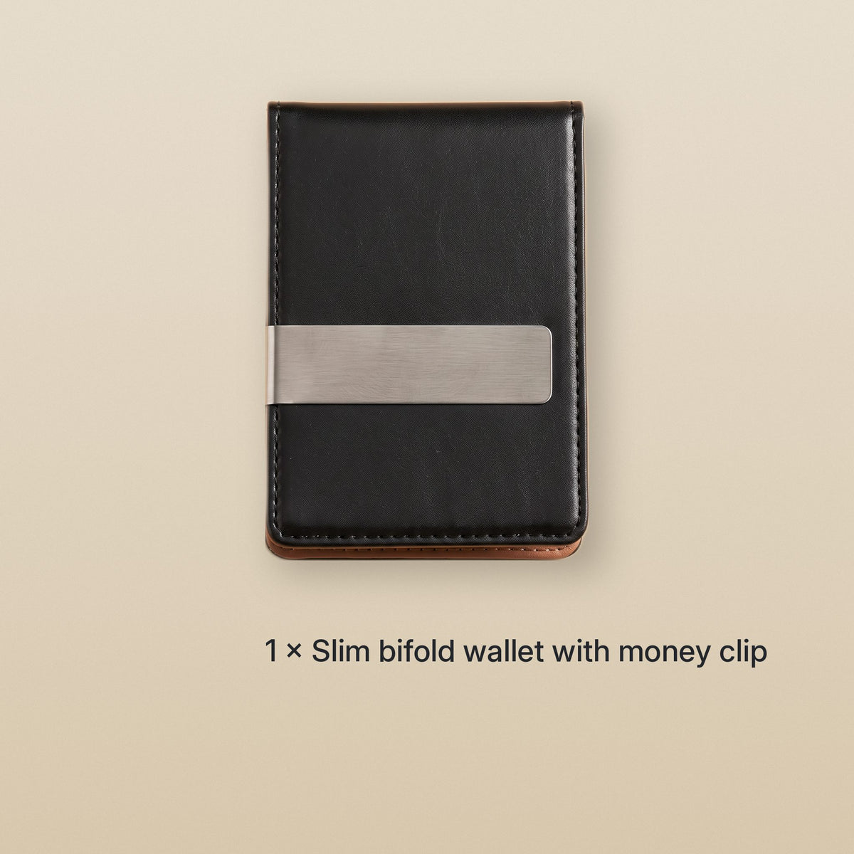 In the box: one Slim Faux Leather Bifold with Money Clip